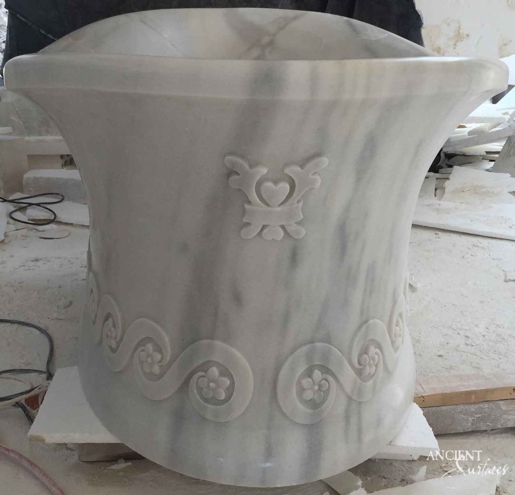 white marble tubs
ancient surfaces
luxurious tubs
pristine elegance
timeless handcrafted marble tub
custom carved marble tub
rare marble tub
Italian marble bathtub
Spanish marble bathtub
Carrara marble tub 
Breccia Antica Spanish marble tub
Hand carved marble tubs 
